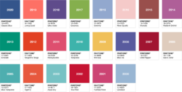 Pantone COY gennem tiderne